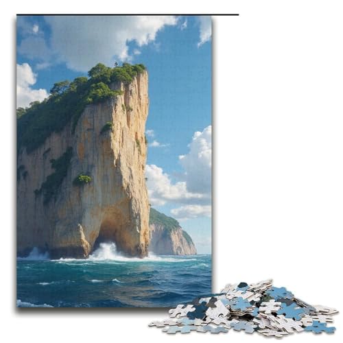 Puzzle für Erwachsene Cliff Danger mit 1000 Teilen Holzpuzzle für Erwachsene und Kinder ab 12 Jahren Lernspielzeug 1000 Teile (38 x 26 cm) von mowenbingpeng