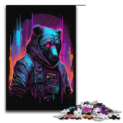 Puzzle für Erwachsene Cool Bear 1000 Teile Papierpuzzle für Erwachsene und Kinder ab 12 Jahren Lernspielzeug 1000 Teile (38 x 26 cm) von mowenbingpeng