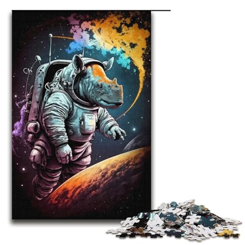 Puzzle für Erwachsene Cooles Nashorn 1000-teiliges Papierpuzzle für Kinder ab 12 Jahren Lernspielzeug 1000 Teile (38 x 26 cm) von mowenbingpeng