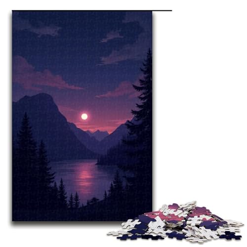 Puzzle für Erwachsene Dämmerung am Morgen 1000 Teile Holzpuzzle für Erwachsene und Kinder ab 12 Jahren Lernspielzeug 1000 Teile (75 x 50 cm) von mowenbingpeng