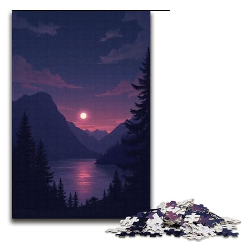 Puzzle für Erwachsene Dämmerung am Morgen 1000 Teile Holzpuzzle für Kinder ab 12 Jahren Lernspielzeug 1000 Teile (38 x 26 cm) von mowenbingpeng