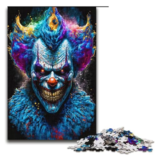 Puzzle für Erwachsene Der Psycho Clown 1000 teiliges Holzpuzzle für Kinder ab 12 Jahren Heimdekoration 1000 Teile (38 x 26 cm) von mowenbingpeng