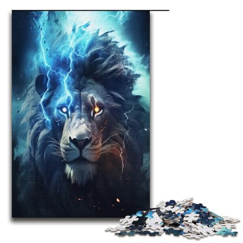 Puzzle für Erwachsene Donner und Blitzlöwe 1000 teiliges Holzpuzzle für Kinder ab 12 Jahren Heimdekoration 1000 Teile (38 x 26 cm) von mowenbingpeng