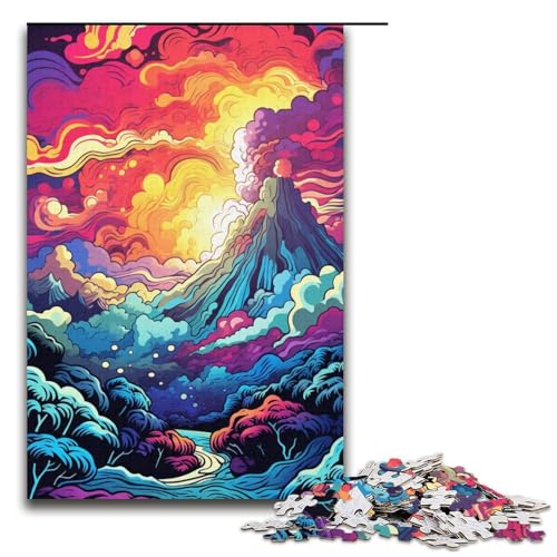 Puzzle für Erwachsene Doodle Bunte Landschaft 1000 Teile Holzpuzzle für Kinder ab 12 Jahren Lernspielzeug 1000 Teile (38 x 26 cm) von mowenbingpeng
