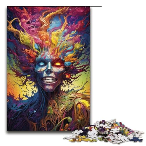 Puzzle für Erwachsene Doodle Bunte Monster 1000 Teile Holzpuzzle für Kinder ab 12 Jahren anspruchsvolles Spiel 1000 Teile (38 x 26 cm) von mowenbingpeng