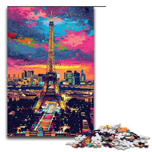 Puzzle für Erwachsene Eiffelturm in Paris 1000 Teile Holzpuzzle für Erwachsene und Kinder ab 12 Jahren 1000 Teile (75 x 50 cm) von mowenbingpeng