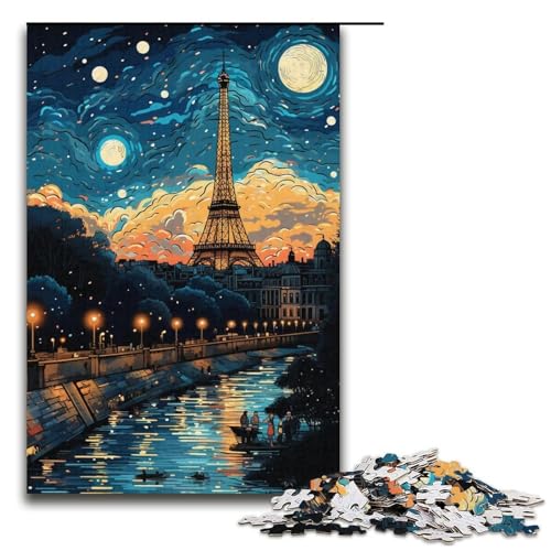 Puzzle für Erwachsene Eiffelturm in Paris 1000-teiliges Holzpuzzle für Erwachsene und Kinder ab 12 Jahren 1000 Teile (38 x 26 cm) von mowenbingpeng