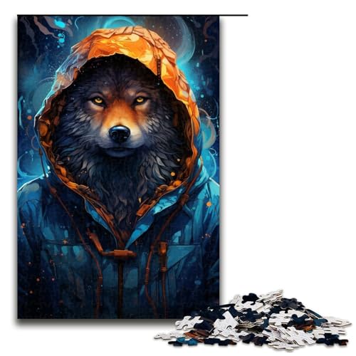 Puzzle für Erwachsene Energetischer Wolf 1000-teiliges Holzpuzzle für Kinder ab 12 Jahren Lernspielzeug 1000 Teile (75 x 50 cm) von mowenbingpeng