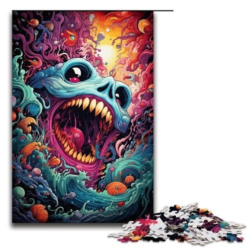 Puzzle für Erwachsene Fantasie Bunte Monster 1000 Teile Holzpuzzle für Kinder ab 12 Jahren anspruchsvolles Spiel 1000 Teile (75 x 50 cm) von mowenbingpeng