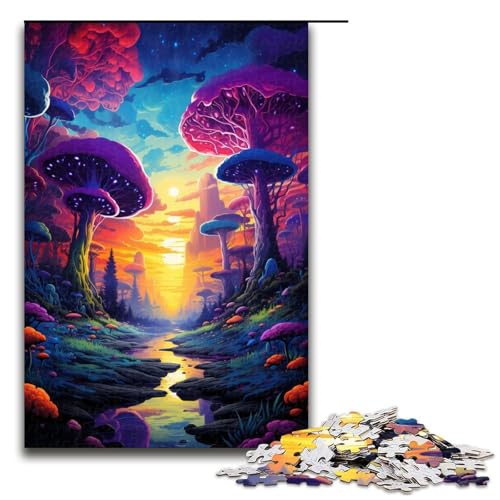 Puzzle für Erwachsene Fantasie Bunte Pilze 1000 Teile Holzpuzzle für Kinder ab 12 Jahren Lernspielzeug 1000 Teile (75 x 50 cm) von mowenbingpeng