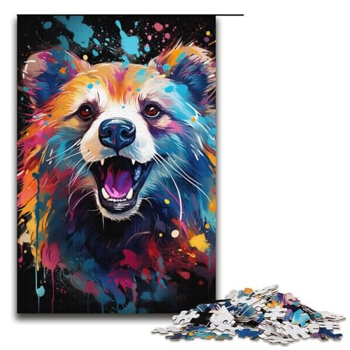 Puzzle für Erwachsene Fantasie bunter Bär 1000 Teile Holzpuzzle für Kinder ab 12 Jahren Heimdekoration 1000 Teile (38 x 26 cm) von mowenbingpeng