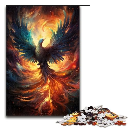 Puzzle für Erwachsene Fantasie bunter Phönix 1000-teiliges Holzpuzzle für Kinder ab 12 Jahren Lernspielzeug 1000 Teile (75 x 50 cm) von mowenbingpeng