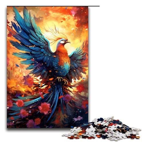 Puzzle für Erwachsene Fantasie bunter Phönix 1000-teiliges Holzpuzzle für Kinder ab 12 Jahren Lernspielzeug 1000 Teile (75 x 50 cm) von mowenbingpeng