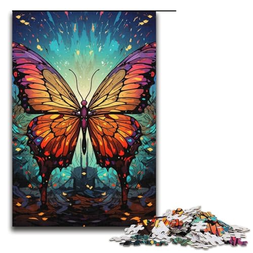 Puzzle für Erwachsene Fantasie bunter Schmetterling 1000 Teile Holzpuzzle für Erwachsene und Kinder ab 12 Jahren Lernspielzeug 1000 Teile (38 x 26 cm) von mowenbingpeng