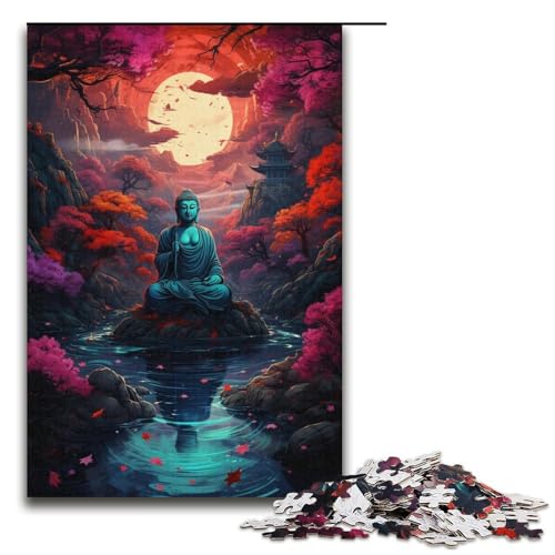 Puzzle für Erwachsene Fantasiefarbene Buddha-Statue 1000-teiliges Holzpuzzle für Kinder ab 12 Jahren Lernspielzeug 1000 Teile (38 x 26 cm) von mowenbingpeng
