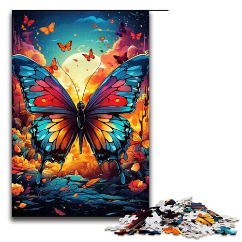 Puzzle für Erwachsene Fantasy-Kunst Schmetterling 1000 Teile Holzpuzzle für Erwachsene und Kinder ab 12 Jahren Lernspielzeug 1000 Teile (75 x 50 cm) von mowenbingpeng