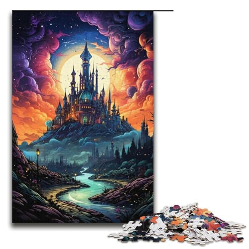 Puzzle für Erwachsene Fantasy-Schloss 1000 Teile Holzpuzzle für Kinder ab 12 Jahren Heimdekoration 1000 Teile (38 x 26 cm) von mowenbingpeng