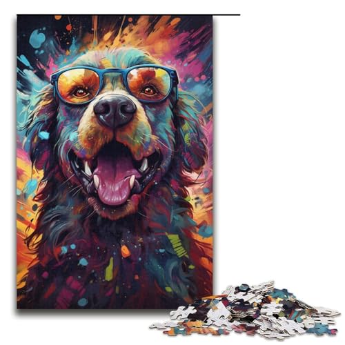 Puzzle für Erwachsene Farbmalerei Hund 1000 Teile Puzzle tolles Geschenk geeignet für und Teenager ab 14 Jahren 1000 PCS (38x26cm) von mowenbingpeng