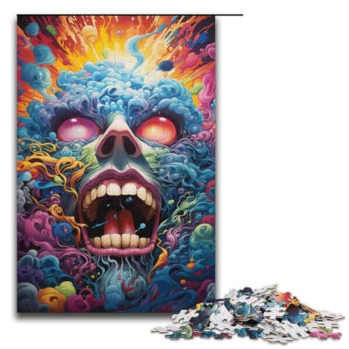 Puzzle für Erwachsene Farbmalerei-Monster 1000-teiliges Holzpuzzle für Familienspiele 1000 Teile (38 x 26 cm) von mowenbingpeng