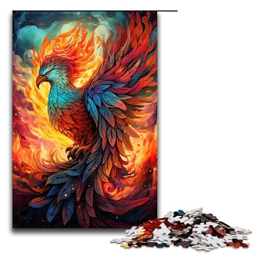 Puzzle für Erwachsene Farbmalerei Phoenix 1000-teiliges Holzpuzzle für Familienspiele 1000 Teile (75 x 50 cm) von mowenbingpeng