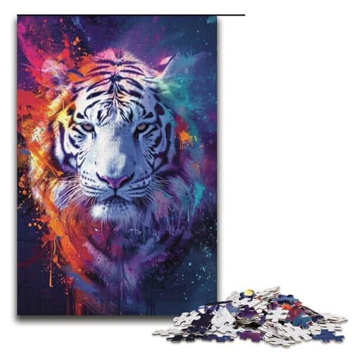 Puzzle für Erwachsene Farbmalerei Tiger 1000 Teile Puzzle tolles Geschenk geeignet für und Teenager ab 14 Jahren 1000 PCS (38x26cm) von mowenbingpeng
