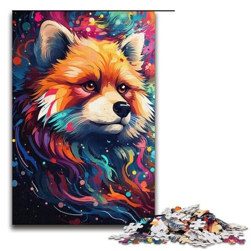 Puzzle für Erwachsene Farbmalerei Waschbär 1000 Teile Holzpuzzle für Erwachsene und Kinder ab 12 Jahren Lernspielzeug 1000 Teile (38 x 26 cm) von mowenbingpeng