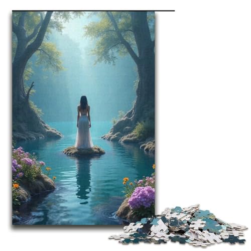 Puzzle für Erwachsene Feensee Blumenmeer 1000 Teile Holzpuzzle für Kinder ab 12 Jahren anspruchsvolles Spiel 1000 Teile (38 x 26 cm) von mowenbingpeng