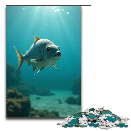 Puzzle für Erwachsene Fische Schwimmen im flachen Wasser 1000-teiliges Holzpuzzle für Familienspiele 1000 Teile (75 x 50 cm) von mowenbingpeng