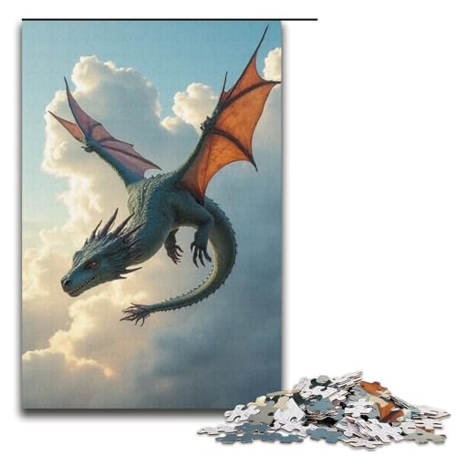 Puzzle für Erwachsene Fliegender Drache am Himmel 1000 Teile Holzpuzzle für Erwachsene und Kinder ab 12 Jahren Lernspielzeug 1000 Teile (38 x 26 cm) von mowenbingpeng