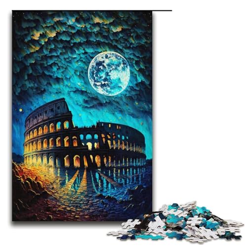 Puzzle für Erwachsene Gemälde des Kolosseums von Rom 1000-teiliges Puzzle Papierpuzzle für Erwachsene und Kinder ab 12 Jahren Lernspielzeug 1000 Teile (38 x 26 cm) von mowenbingpeng