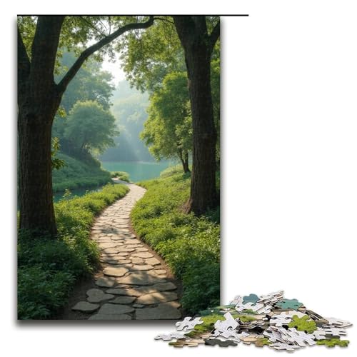 Puzzle für Erwachsene Gewundener Pfad führt zu einem abgelegenen Ort 1000-teiliges Puzzle Holzpuzzle für Erwachsene und Kinder ab 12 Jahren 1000 Teile (75 x 50 cm) von mowenbingpeng