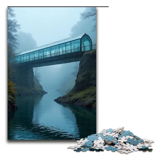 Puzzle für Erwachsene Glasbrücke 1000-teiliges Holzpuzzle für Familienspiele 1000 Teile (75 x 50 cm) von mowenbingpeng
