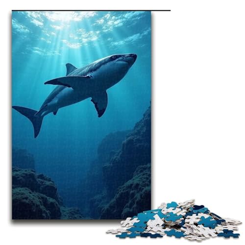 Puzzle für Erwachsene Hai 1000 Teile Holzpuzzle für Erwachsene und Kinder ab 12 Jahren Lernspielzeug 1000 Teile (75 x 50 cm) von mowenbingpeng