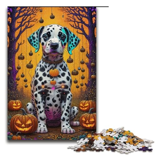 Puzzle für Erwachsene Halloween Hund 1000 teiliges Holzpuzzle für Familienspiele 1000 Teile (38 x 26 cm) von mowenbingpeng
