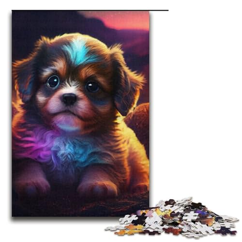 Puzzle für Erwachsene Haustierpudel 1000 Teile Papierpuzzle für Kinder ab 12 Jahren Heimdekoration 1000 Teile (38 x 26 cm) von mowenbingpeng