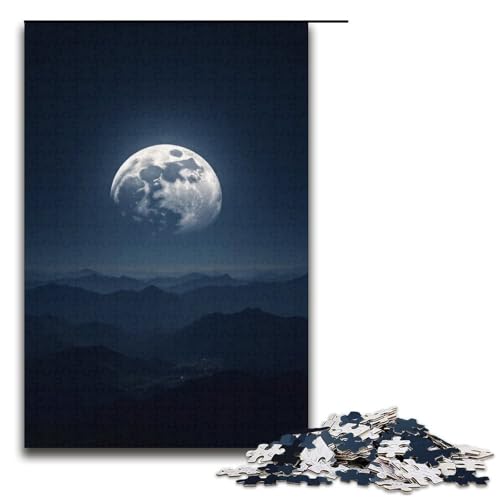 Puzzle für Erwachsene Heller Mond über tausend Meilen 1000-teiliges Holzpuzzle für Kinder ab 12 Jahren Lernspielzeug 1000 Teile (38 x 26 cm) von mowenbingpeng
