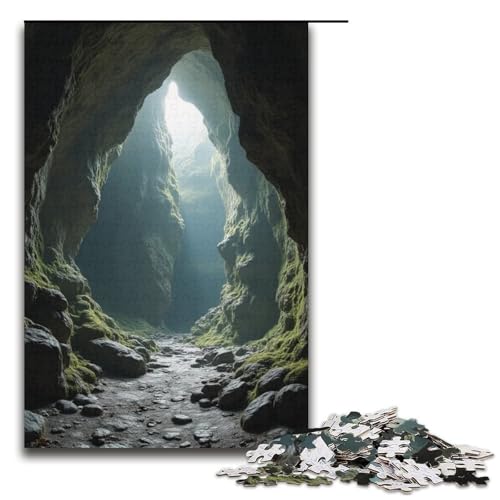 Puzzle für Erwachsene Höhle und seltsamer Stein 1000 Teile Holzpuzzle für Erwachsene und Kinder ab 12 Jahren Lernspielzeug 1000 Teile (38 x 26 cm) von mowenbingpeng