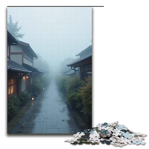 Puzzle für Erwachsene Jiangnan-Wasserdorf im Morgennebel 1000-teiliges Holzpuzzle für Kinder ab 12 Jahren Lernspielzeug 1000 Teile (38 x 26 cm) von mowenbingpeng