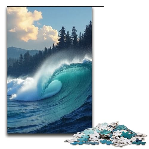 Puzzle für Erwachsene Kiefernwellen () 1000-teiliges Holzpuzzle für Kinder ab 12 Jahren Heimdekoration 1000 PCS (75 x 50 cm) von mowenbingpeng