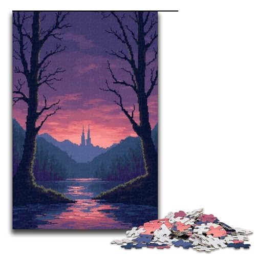 Puzzle für Erwachsene Kiefernwellen 1000 Teile Holzpuzzle für Kinder ab 12 Jahren Heimdekoration 1000 Teile (75 x 50 cm) von mowenbingpeng