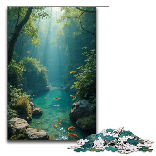Puzzle für Erwachsene Kleiner Fischteich 1000 Teile Holzpuzzle für Erwachsene und Kinder ab 12 Jahren Lernspielzeug 1000 Teile (75 x 50 cm) von mowenbingpeng