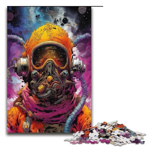 Puzzle für Erwachsene Kleiner gelber Astronaut 1000 teiliges Holzpuzzle für Kinder ab 12 Jahren Heimdekoration 1000 Teile (38 x 26 cm) von mowenbingpeng
