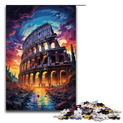 Puzzle für Erwachsene Kolosseum psychedelisch 1000-teiliges Holzpuzzle für Kinder ab 12 Jahren Lernspielzeug 1000 Teile (75 x 50 cm) von mowenbingpeng