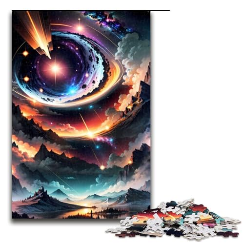 Puzzle für Erwachsene Kosmos-Berglandschaft 1000 Teile Holzpuzzle für Kinder ab 12 Jahren Heimdekoration 1000 Teile (75 x 50 cm) von mowenbingpeng