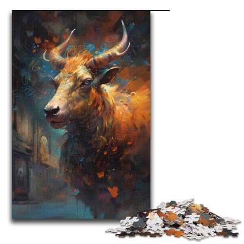 Puzzle für Erwachsene Kuh geschätzt 1000-teiliges Papierpuzzle für Kinder ab 12 Jahren Heimdekoration 1000 Teile (38 x 26 cm) von mowenbingpeng