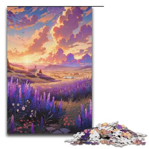 Puzzle für Erwachsene Lavendelgarten 1000 Teile Holzpuzzle für Erwachsene und Kinder ab 12 Jahren Lernspielzeug 1000 Teile (38 x 26 cm) von mowenbingpeng