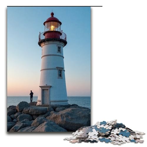 Puzzle für Erwachsene Leuchtturm 1000 Teile Holzpuzzle für Erwachsene und Kinder ab 12 Jahren 1000 Teile (75 x 50 cm) von mowenbingpeng