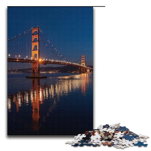 Puzzle für Erwachsene Lichter auf der Brücke 1000 Teile Holzpuzzle für Kinder ab 12 Jahren anspruchsvolles Spiel 1000 Teile (38 x 26 cm) von mowenbingpeng