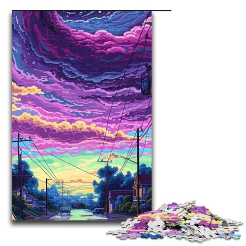 Puzzle für Erwachsene Lila Wolkenwirbel 1000 Teile Holzpuzzle für Erwachsene und Kinder ab 12 Jahren 1000 Teile (75 x 50 cm) von mowenbingpeng