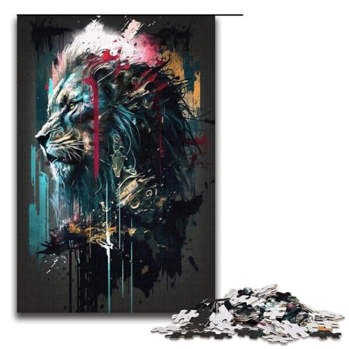 Puzzle für Erwachsene Löwe 1000 Teile Holzpuzzle für Kinder ab 12 Jahren Lernspielzeug 1000 Teile (38 x 26 cm) von mowenbingpeng